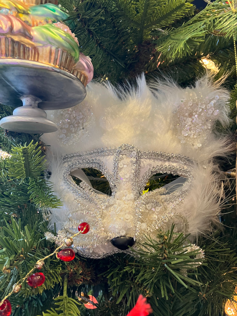 White Cat Glitter Mask - WowCornwall