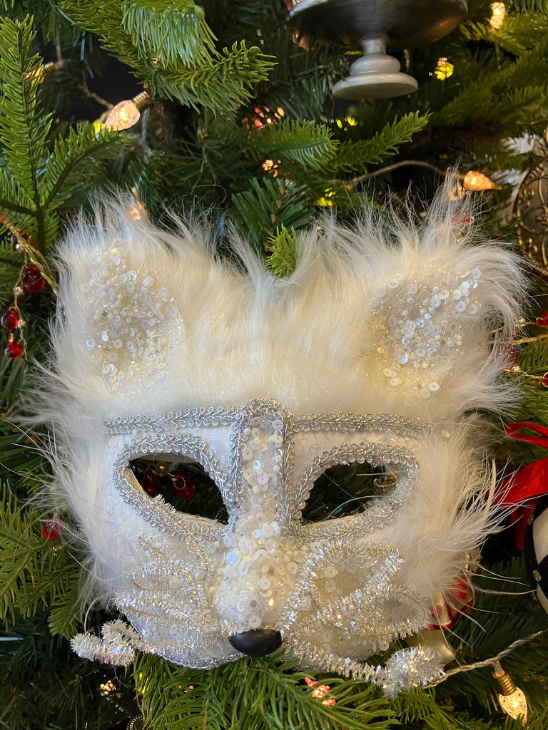 White Cat Glitter Mask - WowCornwall