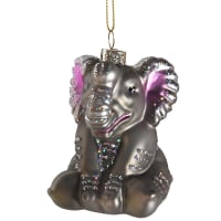 Glass grey & pink elephant bauble Christmas Decoration - WowCornwall
