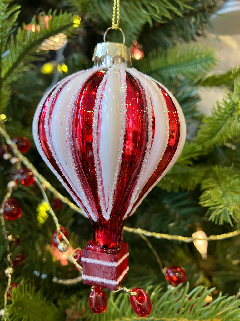 Red/White Air Balloon Bauble Decoration - WowCornwall