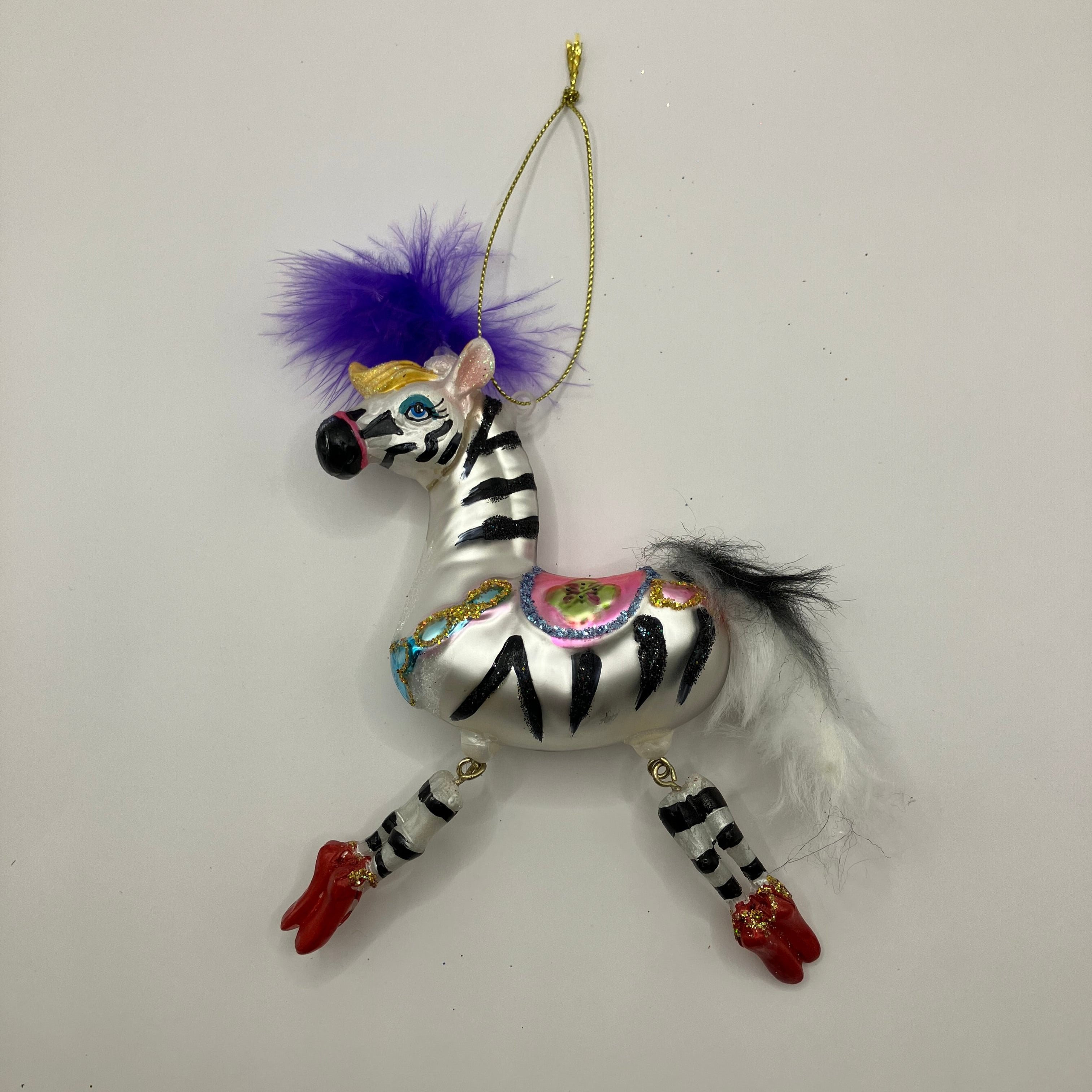 Flambouyant feather zebra Christmas Decoration - WowCornwall