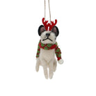 Frenchie with Antlers Christmas Decoration - WowCornwall