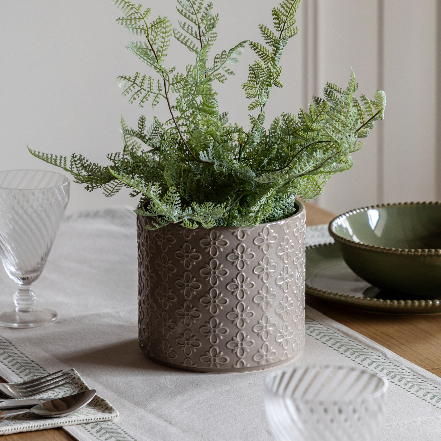 Selva Embossed Planter Grey