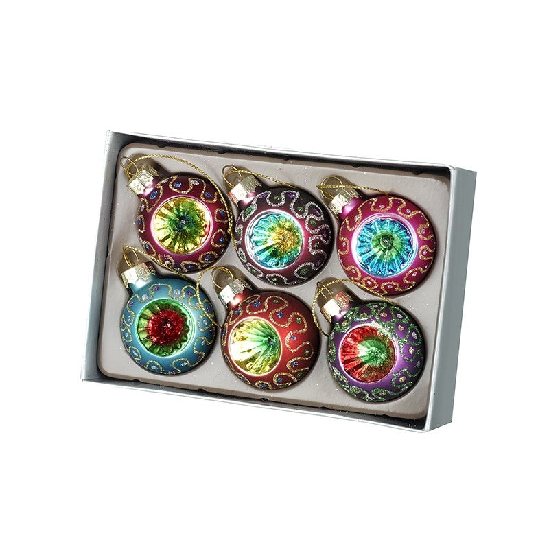 Set of 6 Colourful Traditional Baubles - WowCornwall