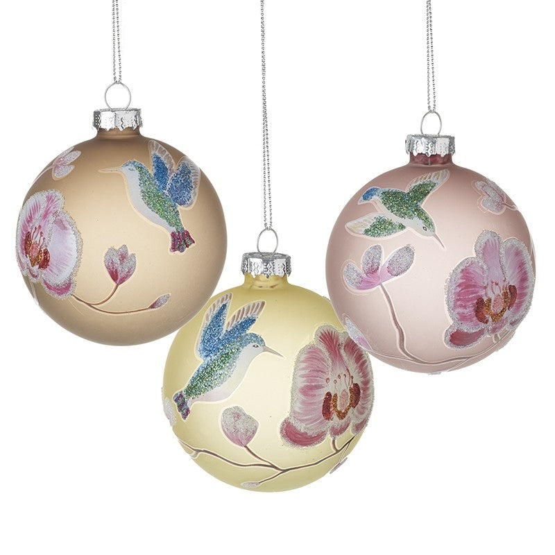 Birds & Flowers  Baubles - Each - WowCornwall