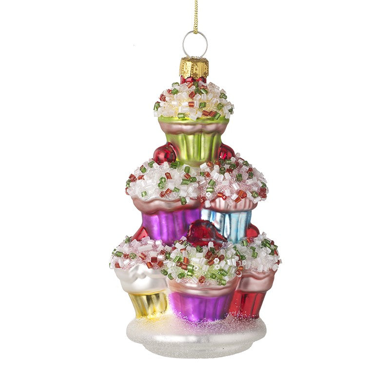 Cup Cake Stack Glass Ornament - WowCornwall