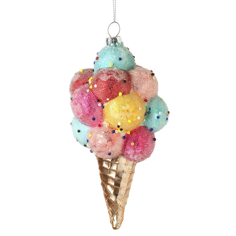 Glass Hanging Ice Cream Cone Ornament - WowCornwall