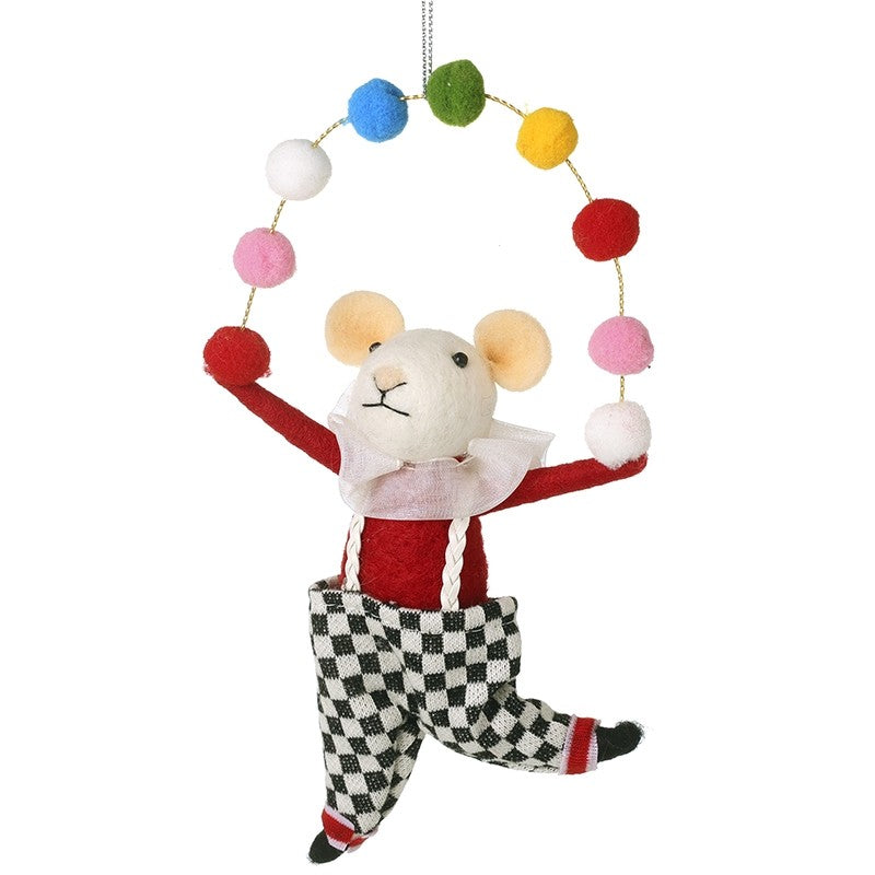 White Felt Juggling Mouse Decoration - WowCornwall