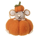 Orange Felt Pumpkin With Mouse Decoration - WowCornwall