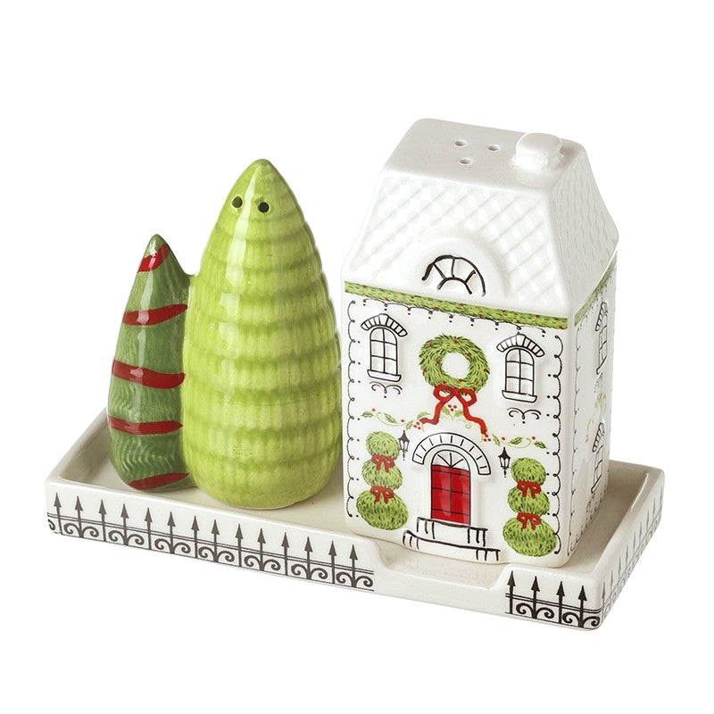 Christmas House & Tree Salt & Pepper Shakers Set - WowCornwall