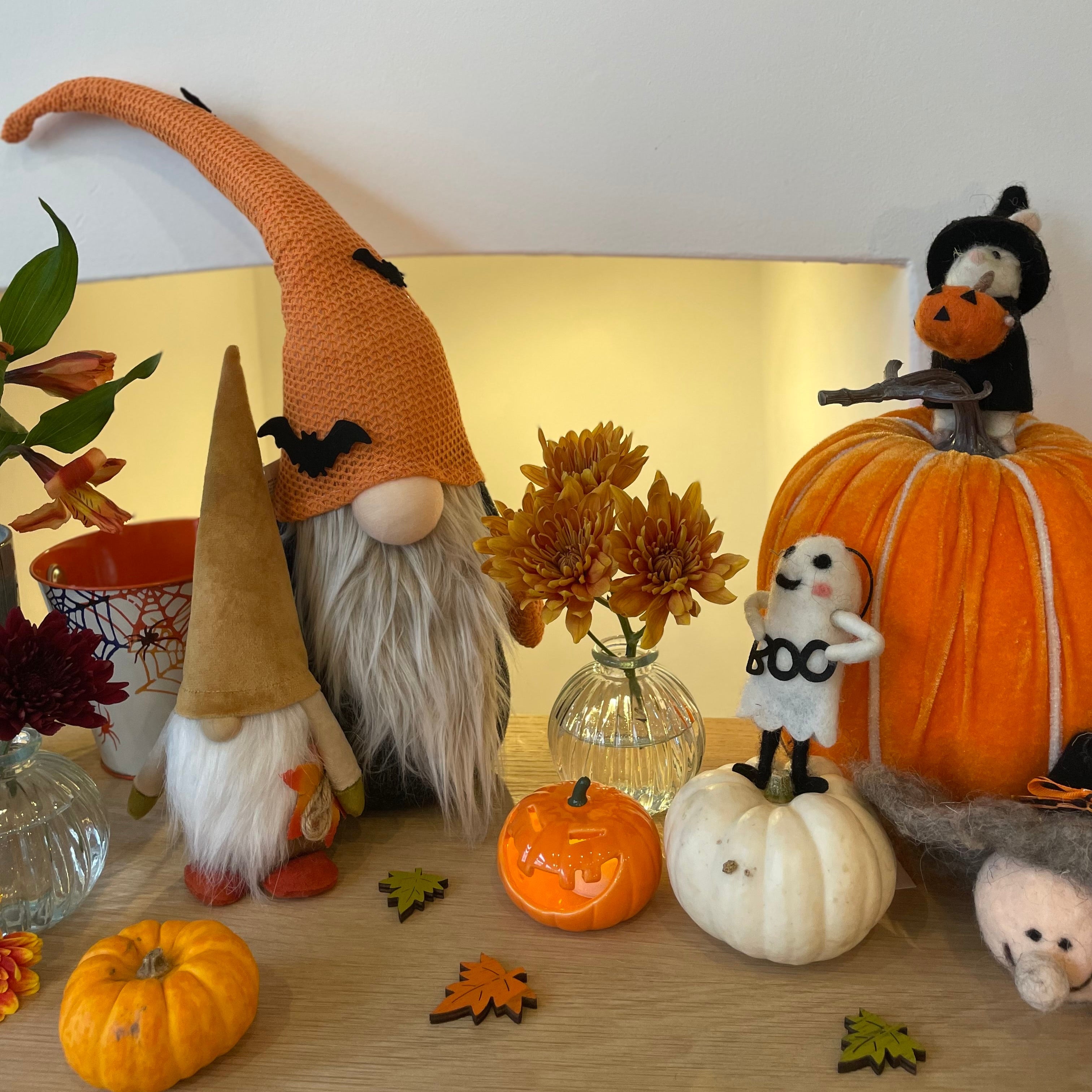 Tall Halloween Gonk with Orange Hat and Bats - WowCornwall