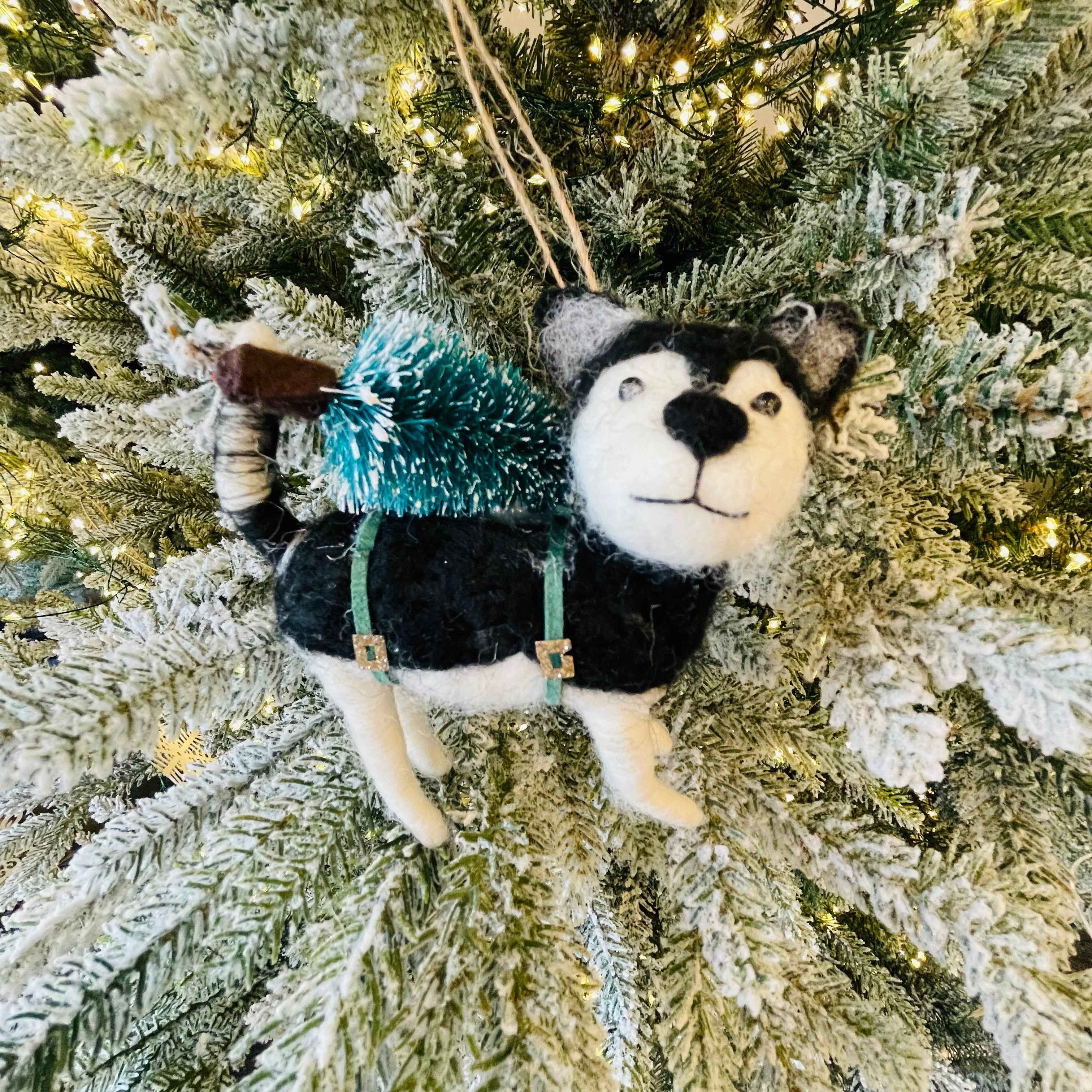 Felt Husky Christmas Tree Hanging Decoration