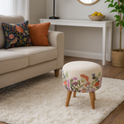 Wildflower Embroidered Footstool Autumn
