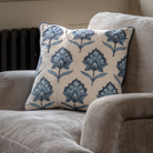 Fleur Embroidered Cushion Ink Blue