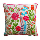 Eden Cream Linen Embroidered Floral Cushion - WowCornwall