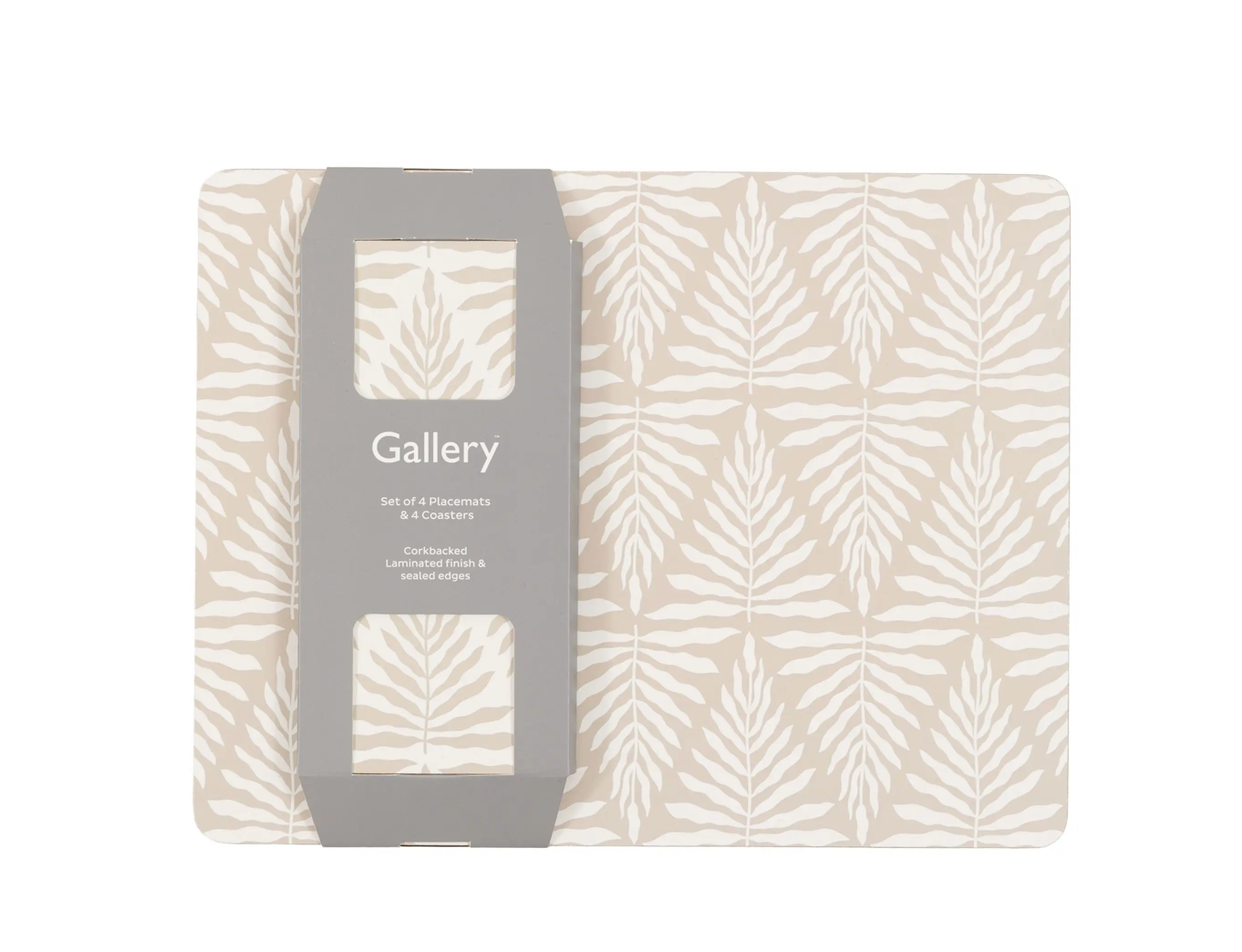 Leaf ZigZag Ecru Placemat & Coaster Set