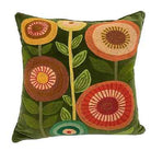 Floral Garden Embroidered Cushion - Moss