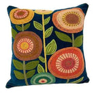 Floral Garden Embroidered Cushion - Navy