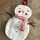 Snowman Stocking, made by hand using organic felt, with hanging loop - WowCornwall