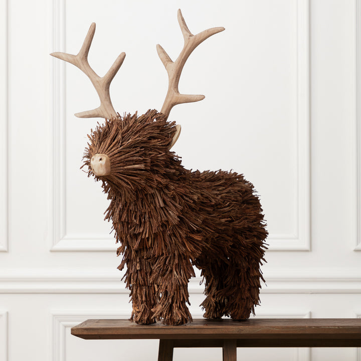 Standing Stag Wooden Sculpture - WowCornwall